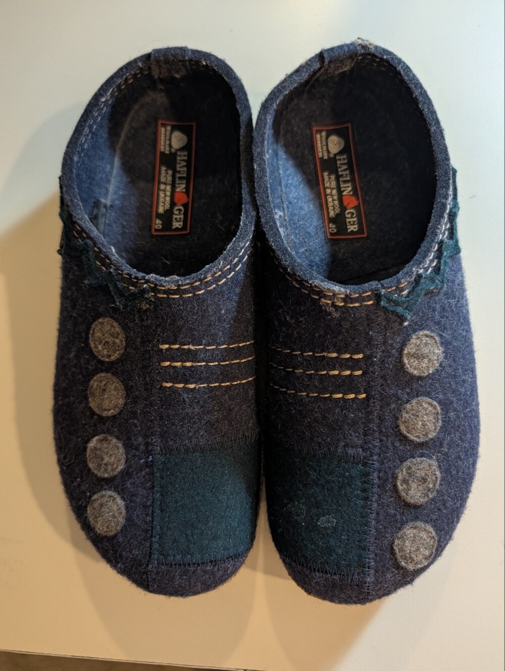 Haflinger Spirit Wool Felt  Womans Size 40/9 Navy Felt Slip-On Mules
